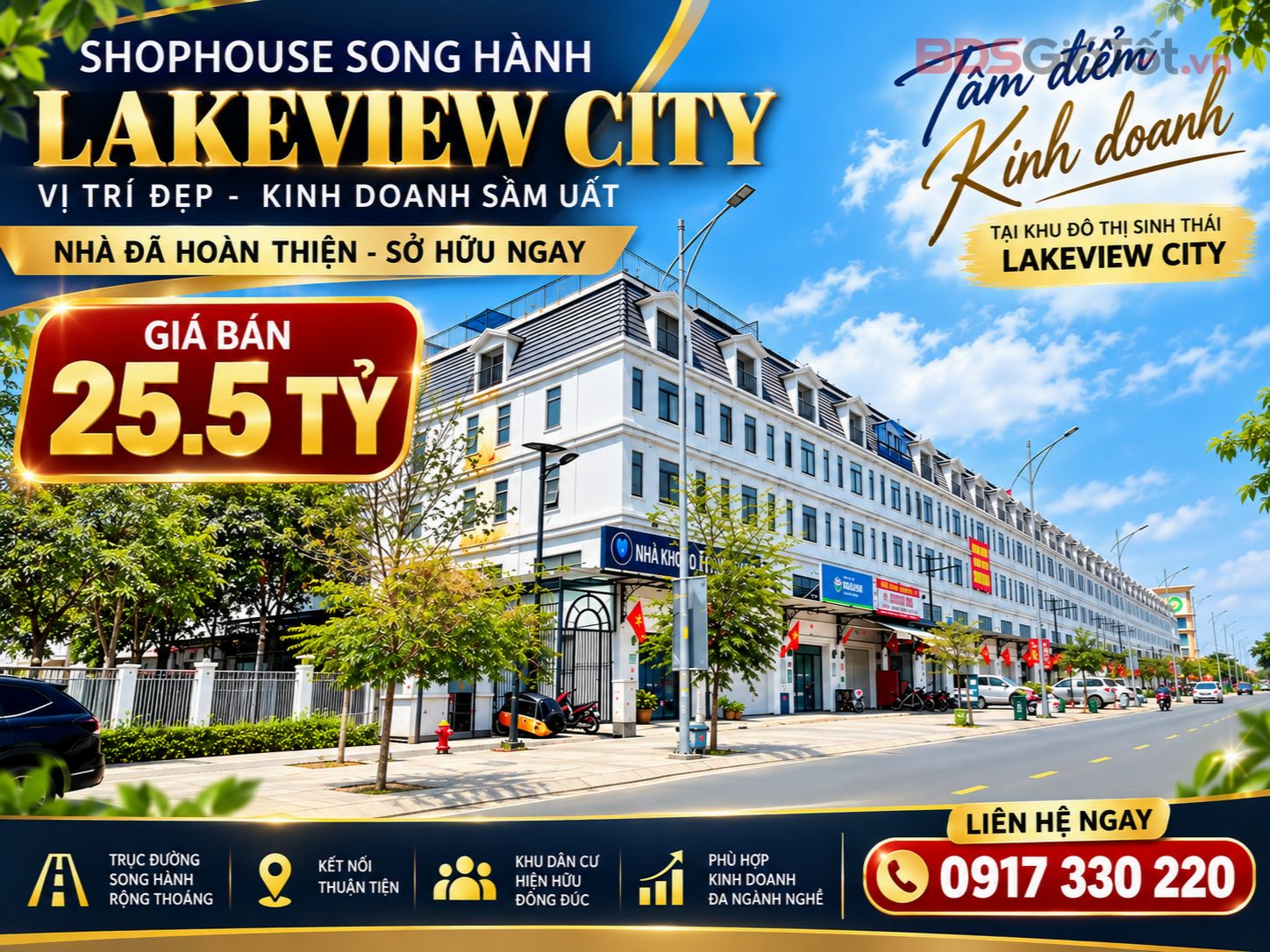 Chủ kẹt bank cần bán nhanh shophous mặt tiền Lakeview city giá 25.5 tỷ thương lượng mạnh